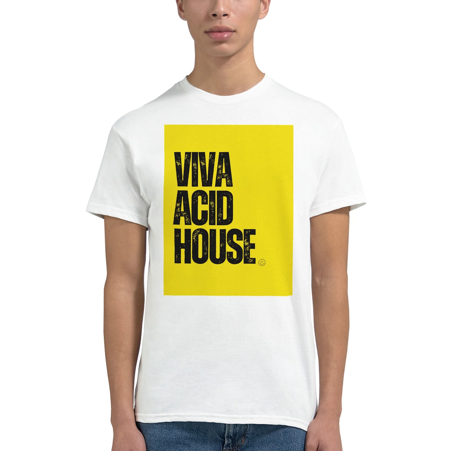 Viva Acid House rave t shirt from slogun male model