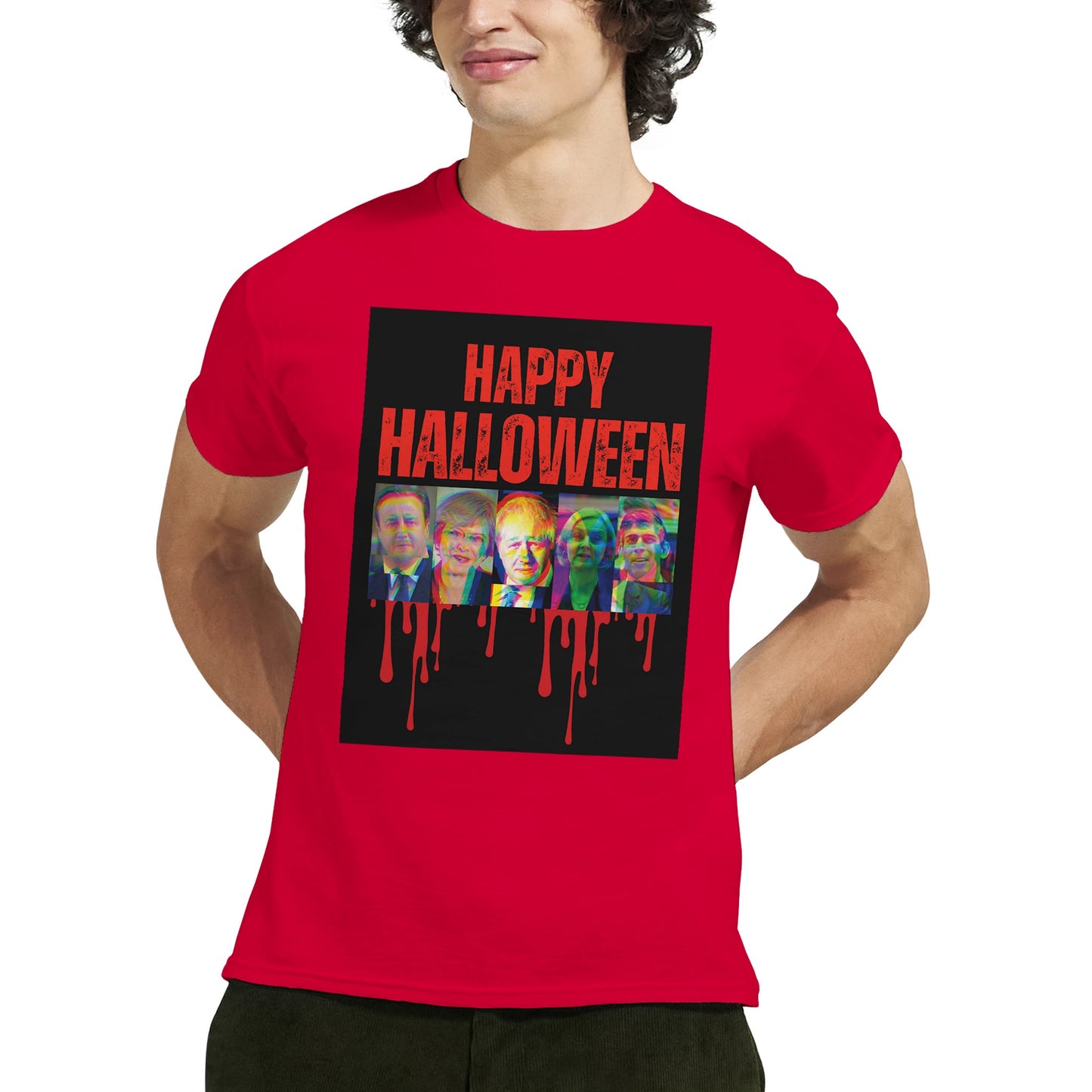 tory leadership Halloween outfit t-shirt from slogun male model 2