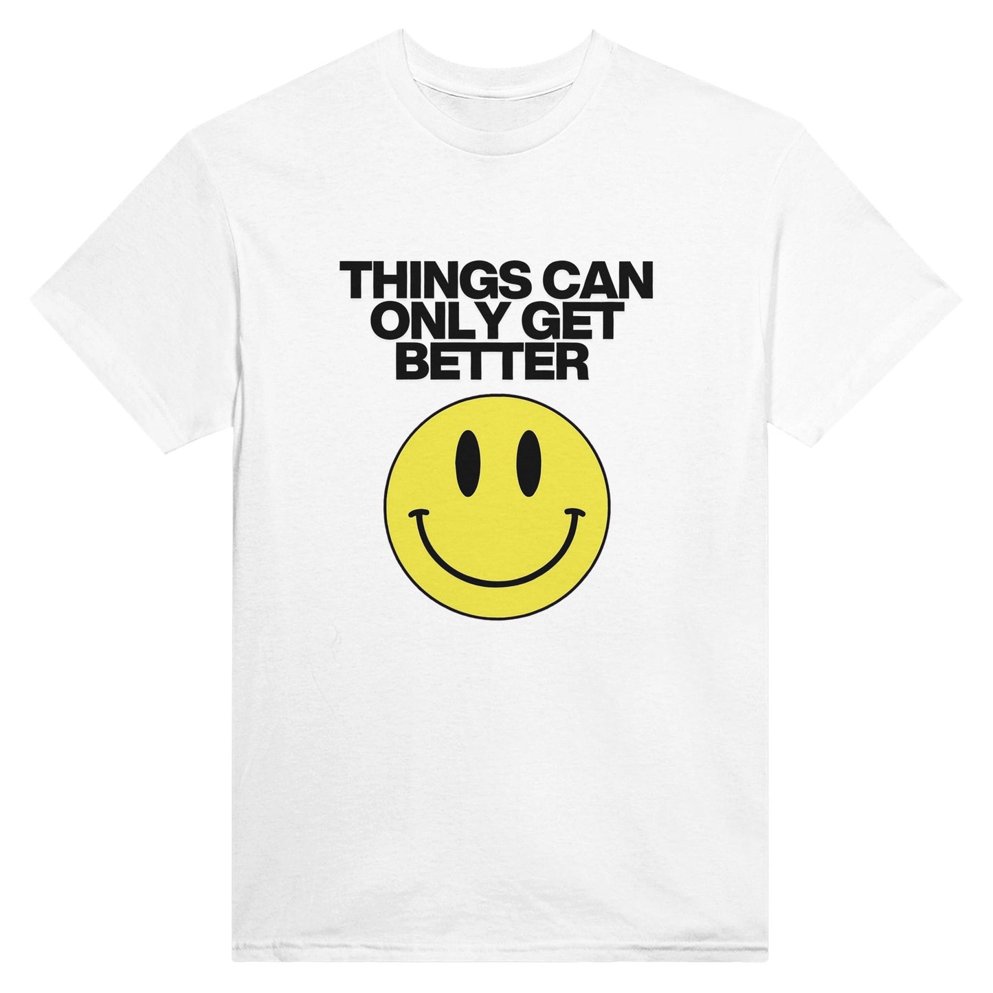 Things Can Only Get Better Smiley T-shirt in white - anti-tory election wear