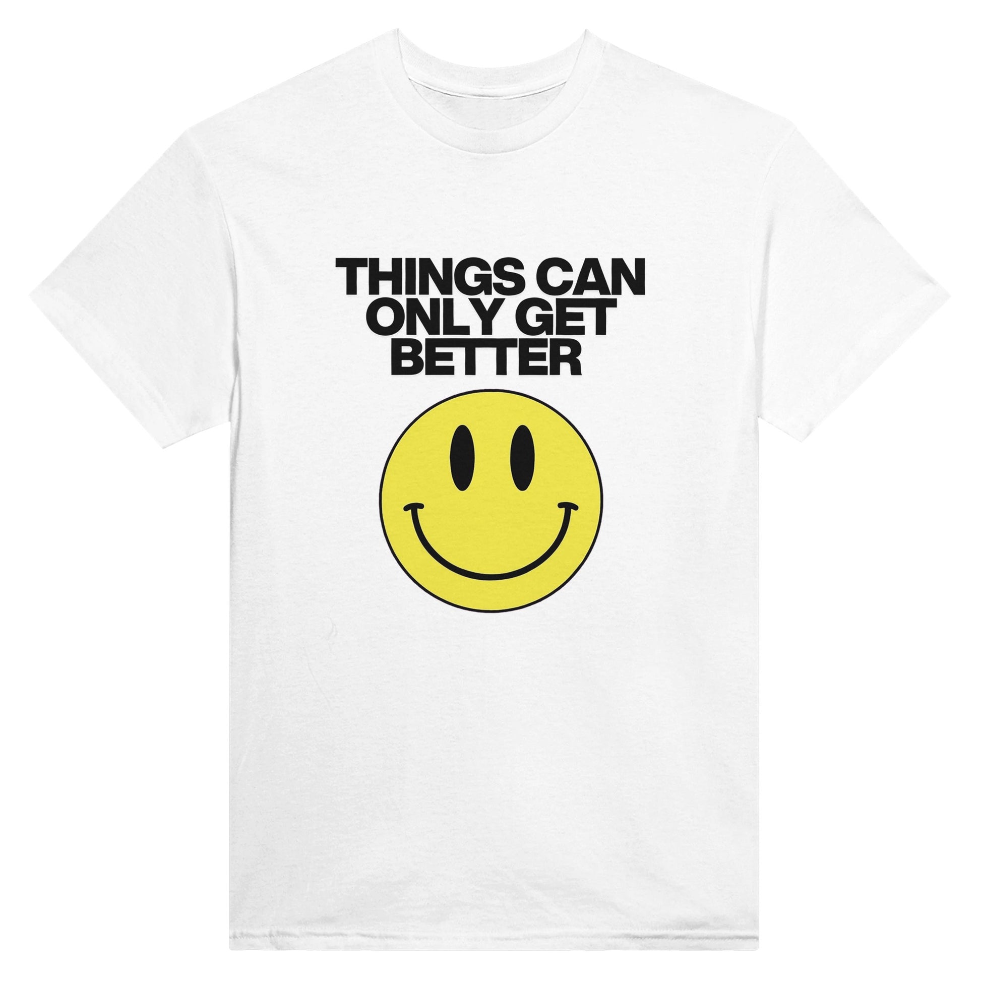 Things Can Only Get Better Smiley T-shirt in white - anti-tory election wear