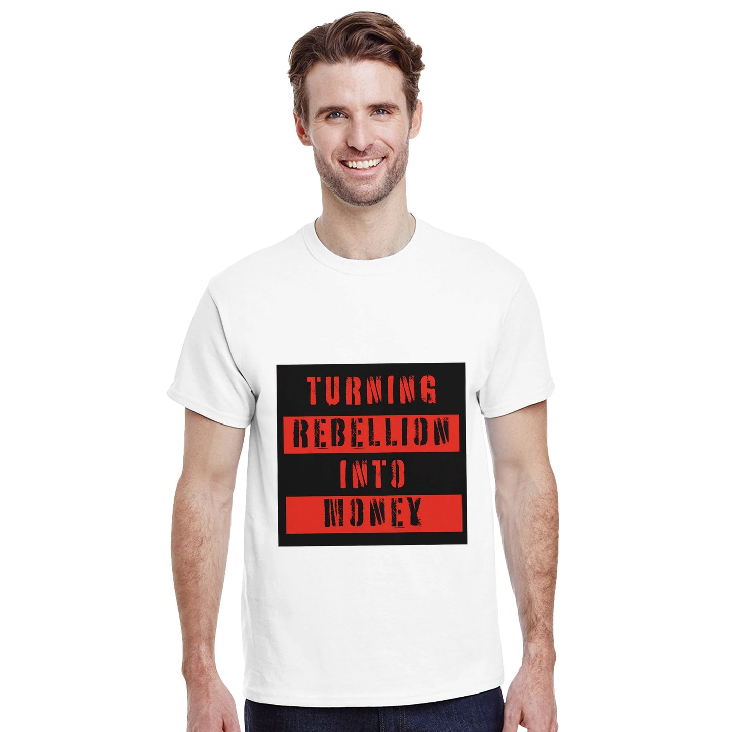 Clash band t shirt from slogun male model