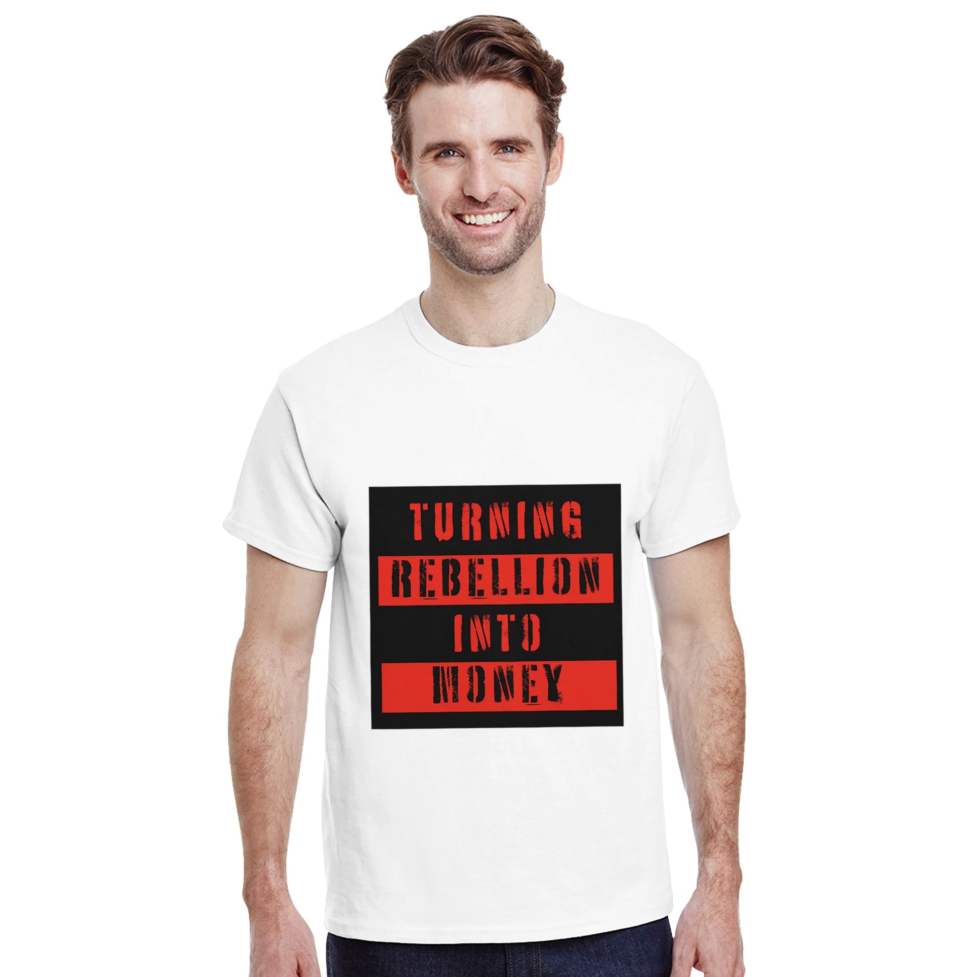 Clash band t shirt from slogun male model