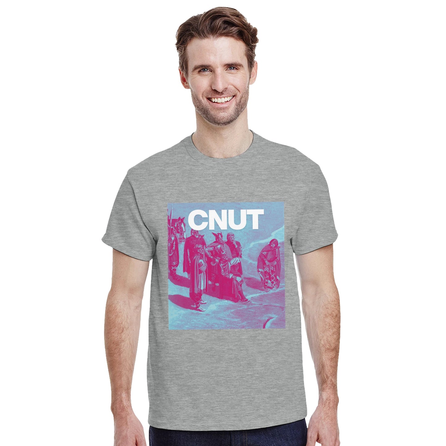 Cnut history t shirts from slogun male model