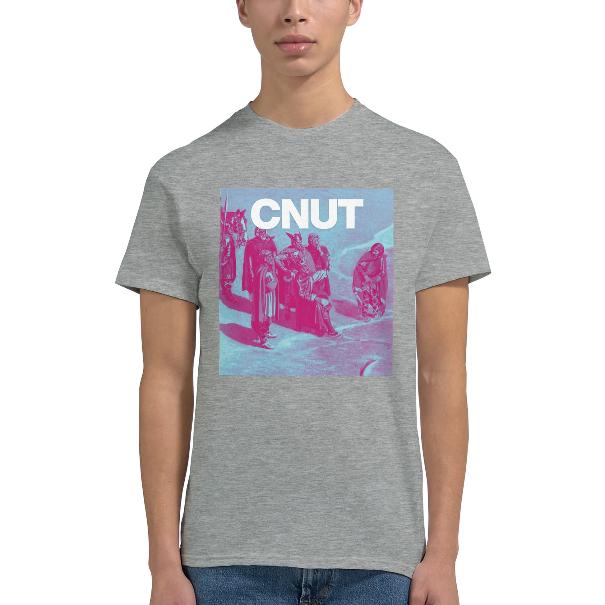 Cnut history t shirts from slogun male model