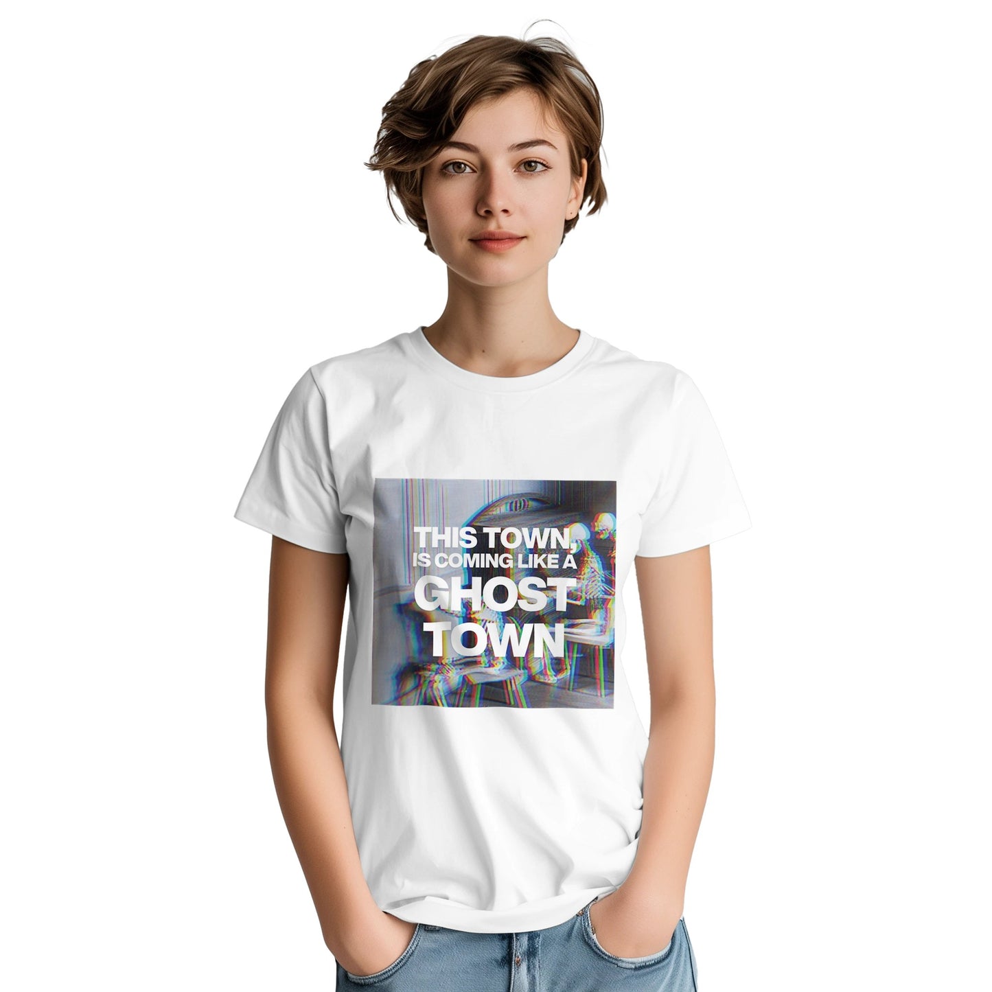 Halloween t shirt the specials ghost town from slogun female model