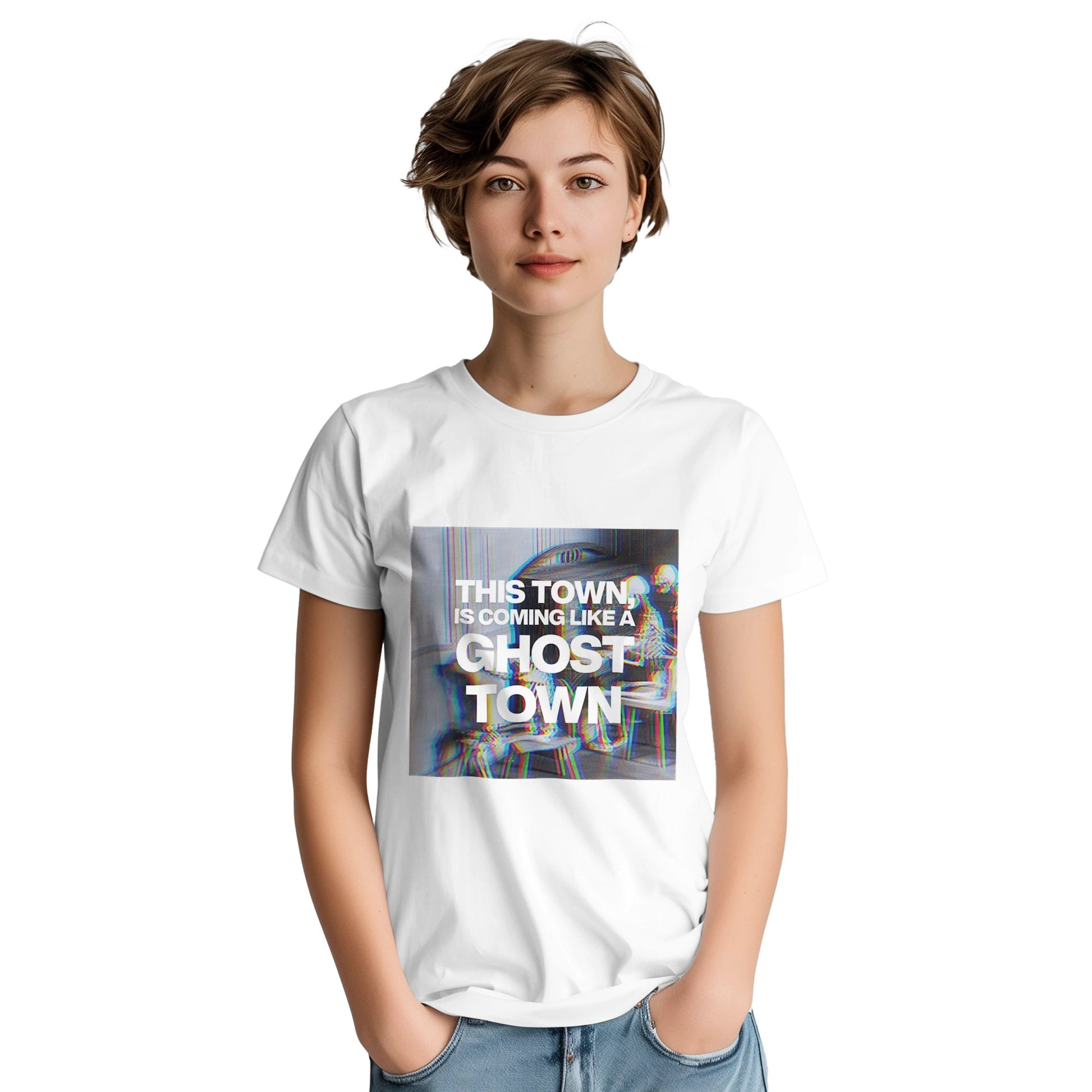 Halloween t shirt the specials ghost town from slogun female model