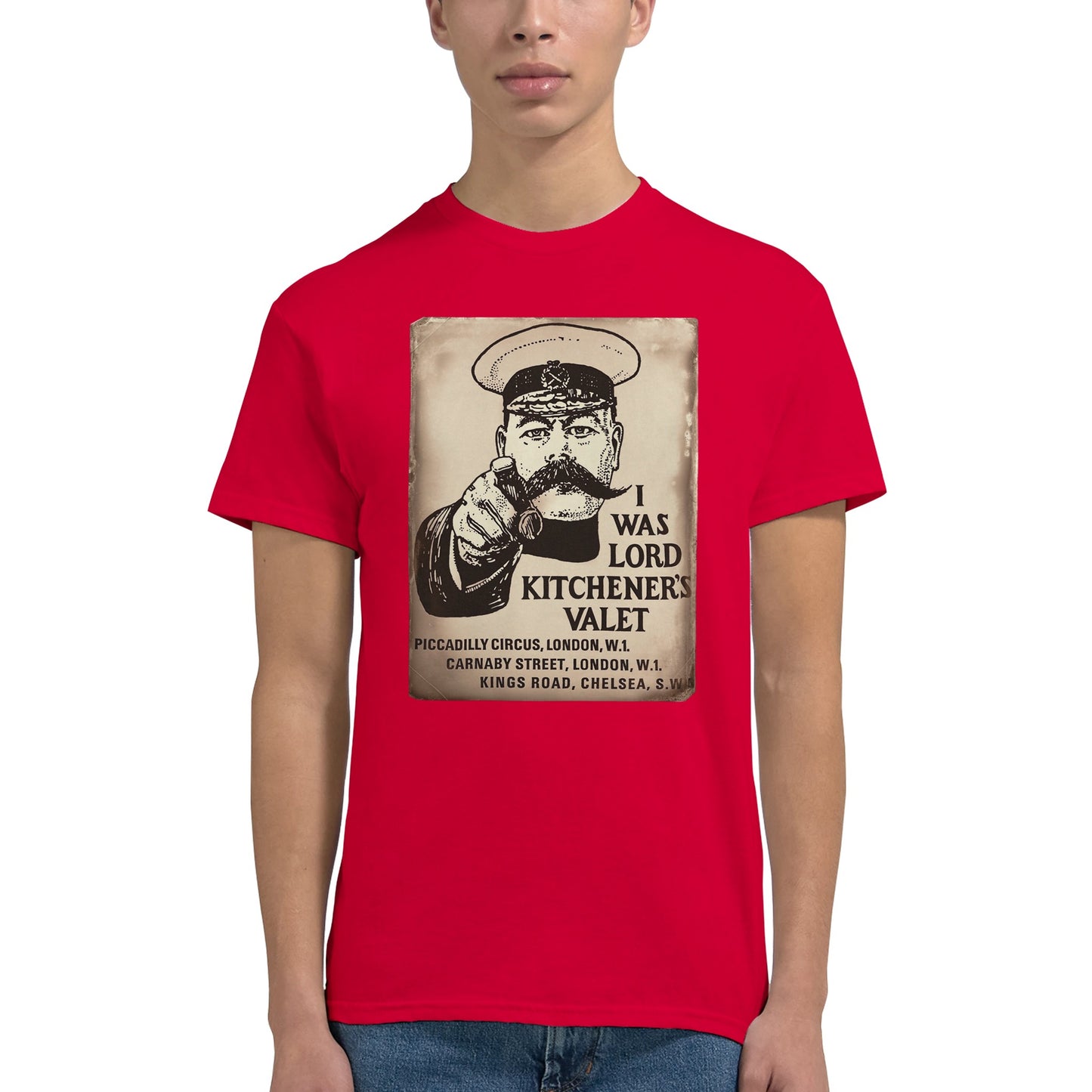 I Was Lord Kitchener's Valet t shirt from slogun model close