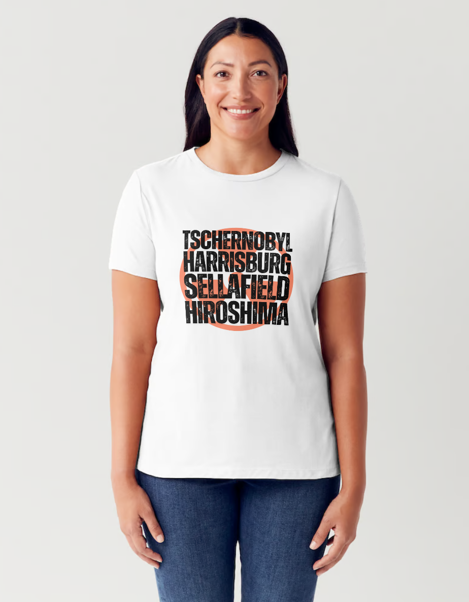 Kraftwerk Radioactivity t shirt from slogun female model