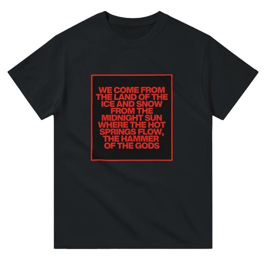 Led Zeppelin t shirt immigrant song lyrics from slogun