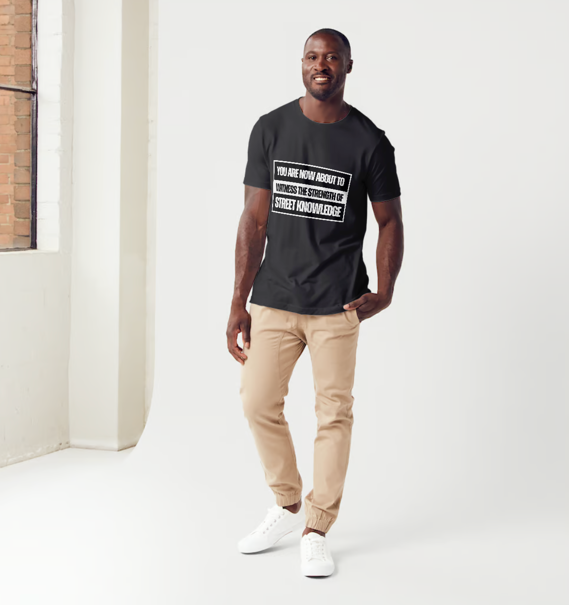 NWA straight outta compton t shirt from slogun male model older