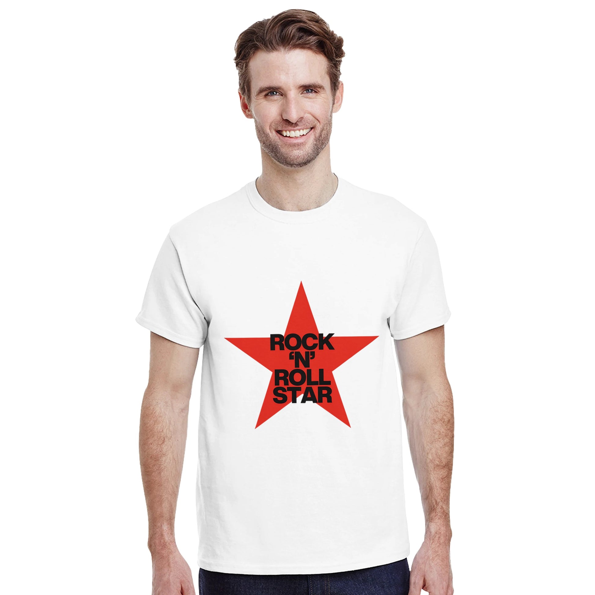 Oasis Rock N Roll Red Star T-shirt from Slogun male model 