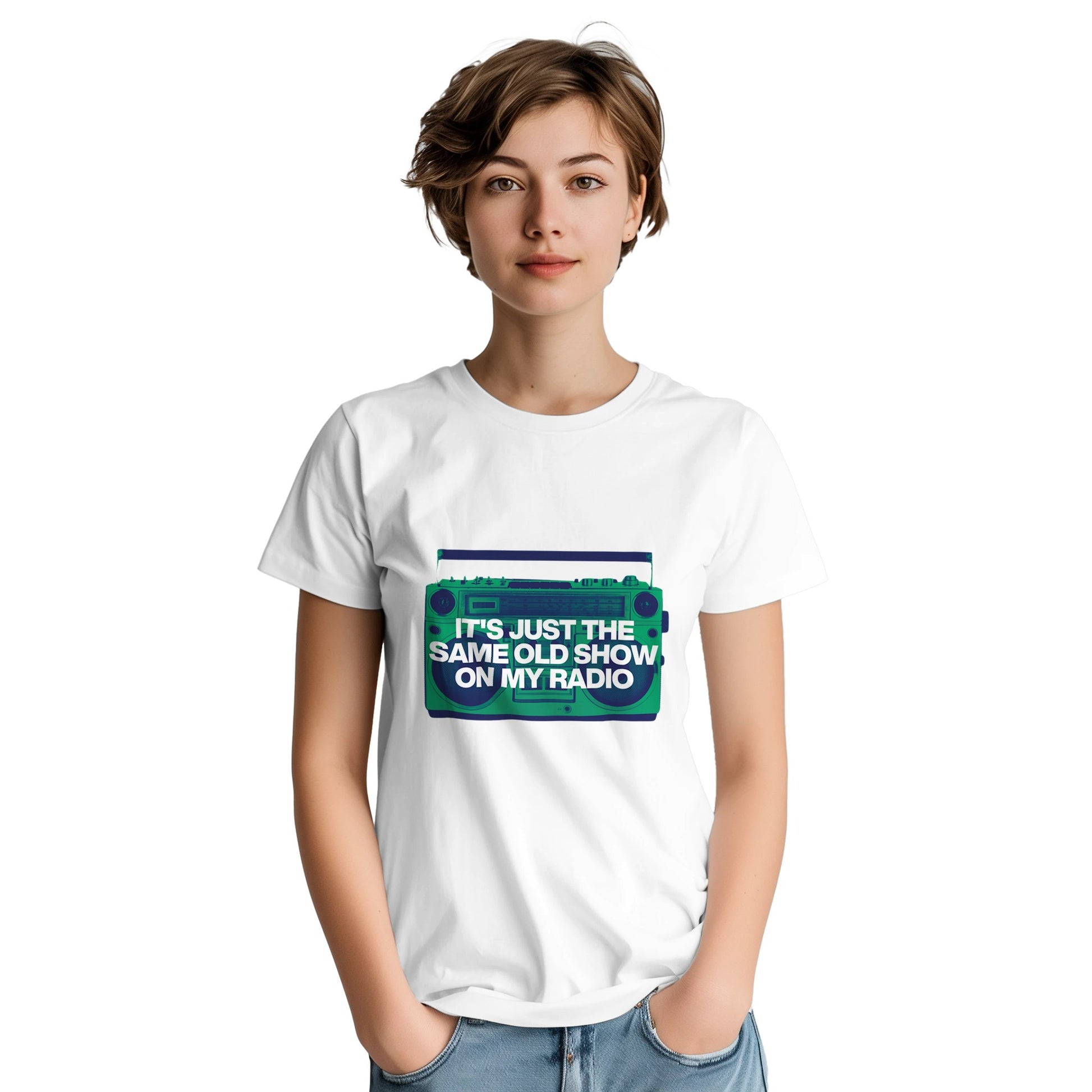 The Selecter On My Radio t shirt from slogun female model