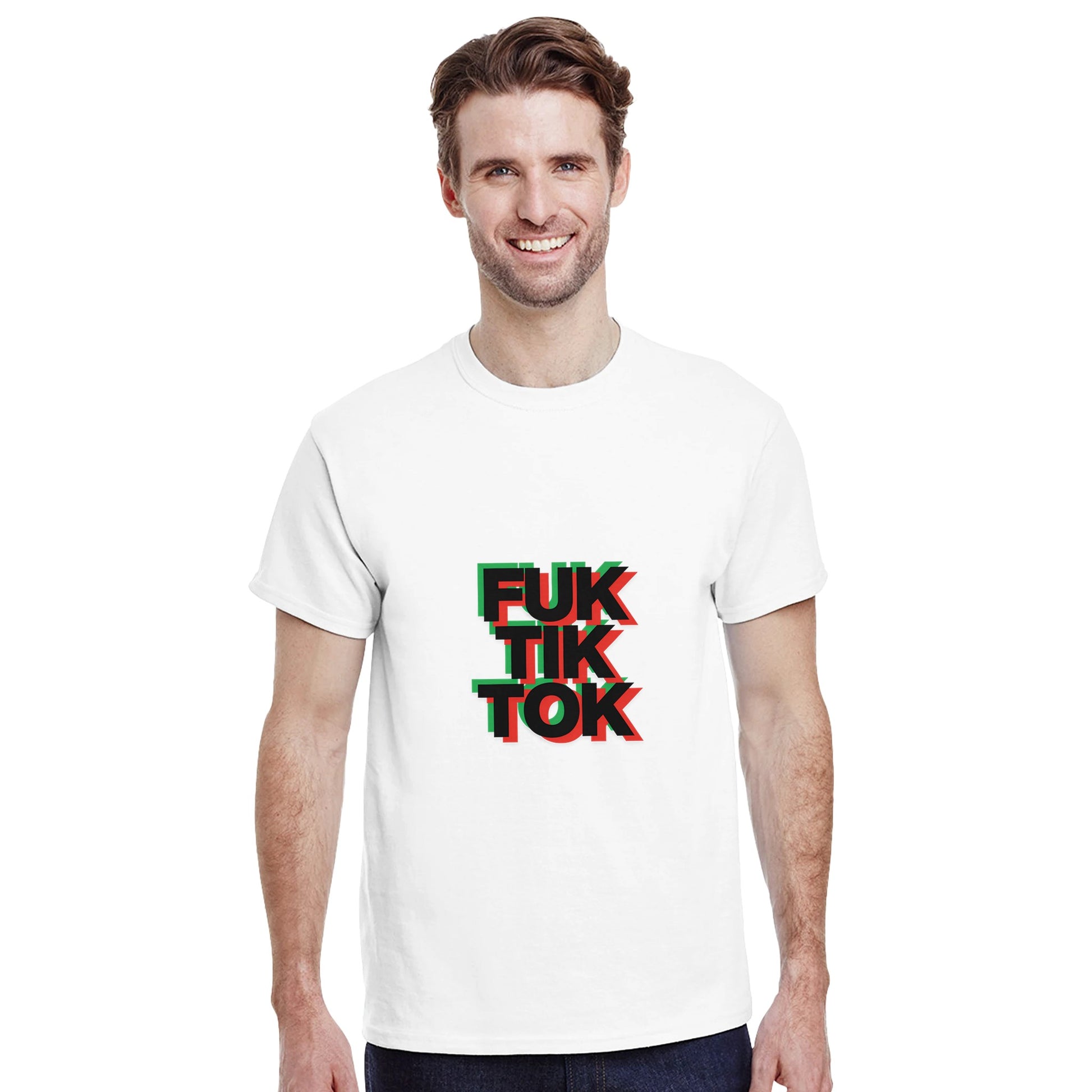 anti tiktok t-shirt from slogun male model