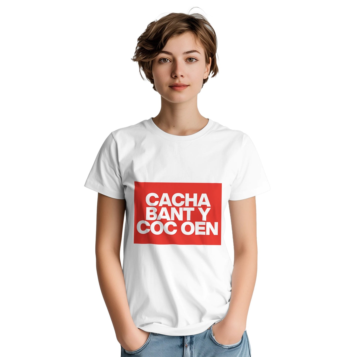 coc oen t-shirt from slogun female model