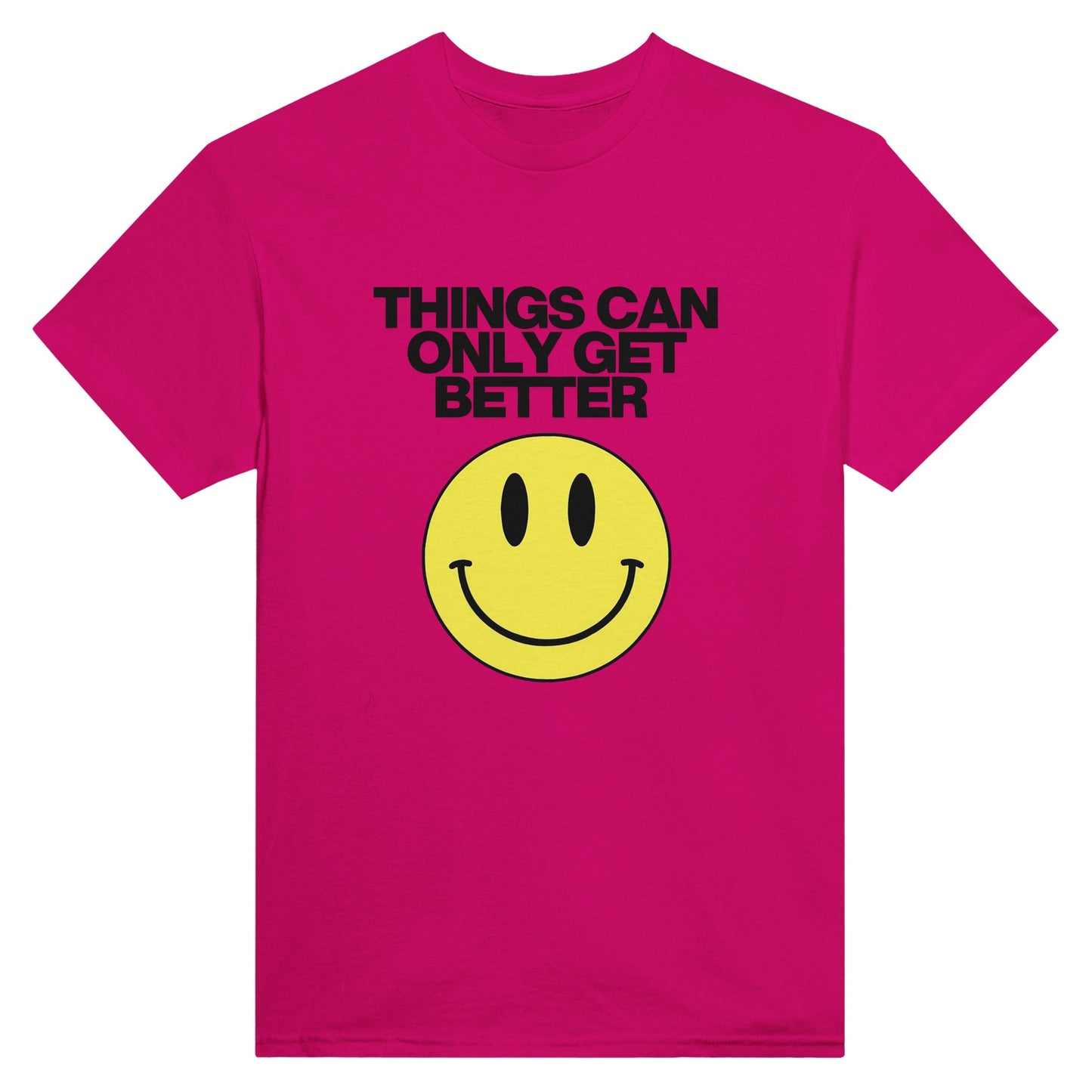 Things Can Only Get Better Smiley T-shirt in azalea - anti-tory election wear