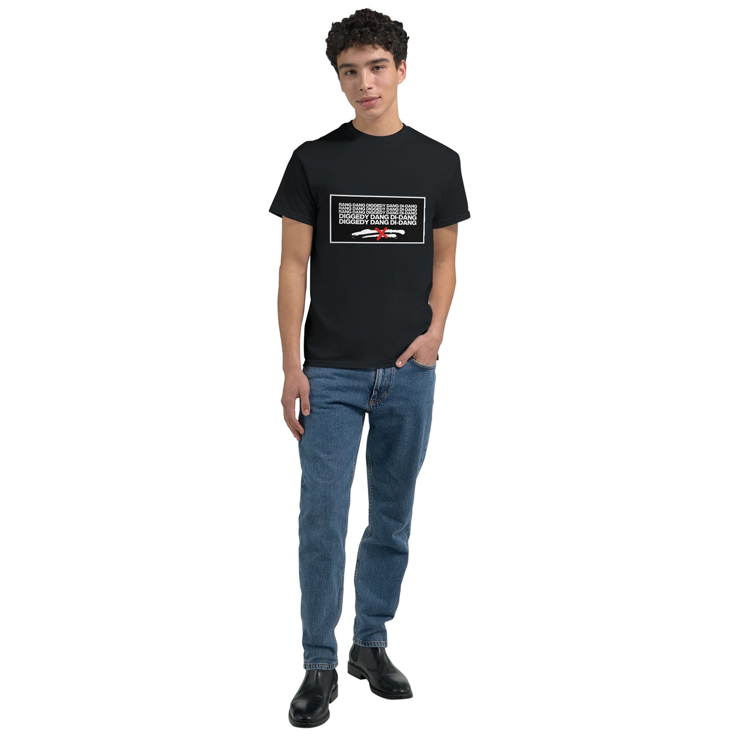 hip hop t shirt white lines from slogun male model