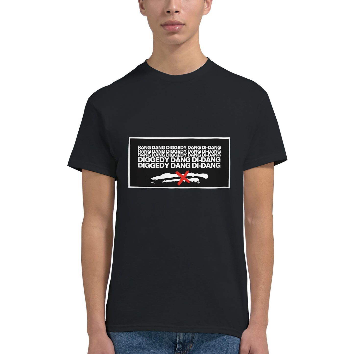 hip hop t shirt white lines from slogun male model