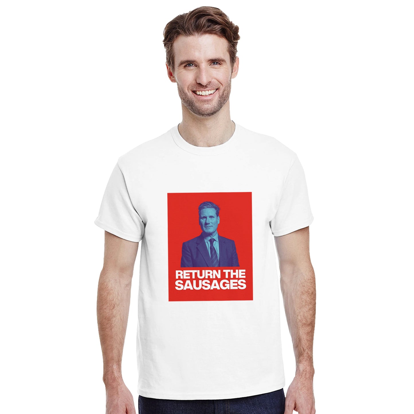 keir Starmer Return the Sausages slogun male model
