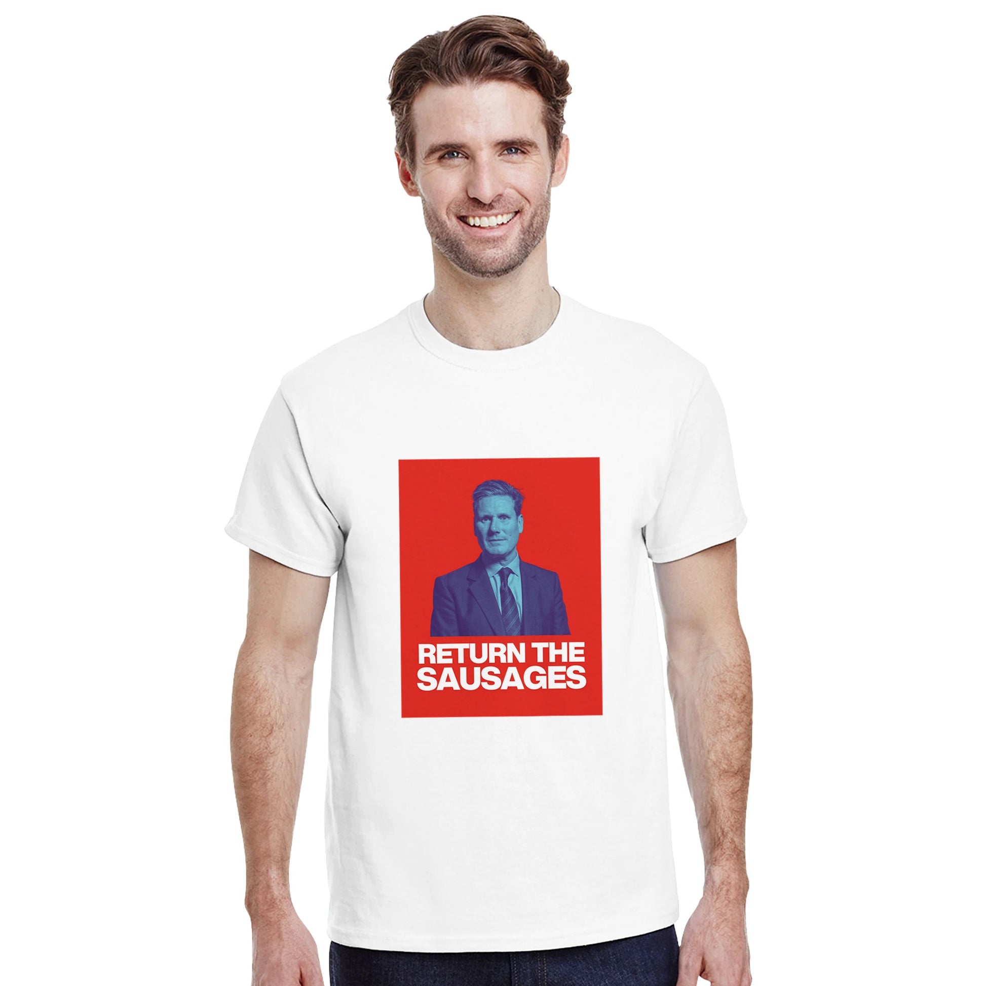 keir Starmer Return the Sausages slogun male model