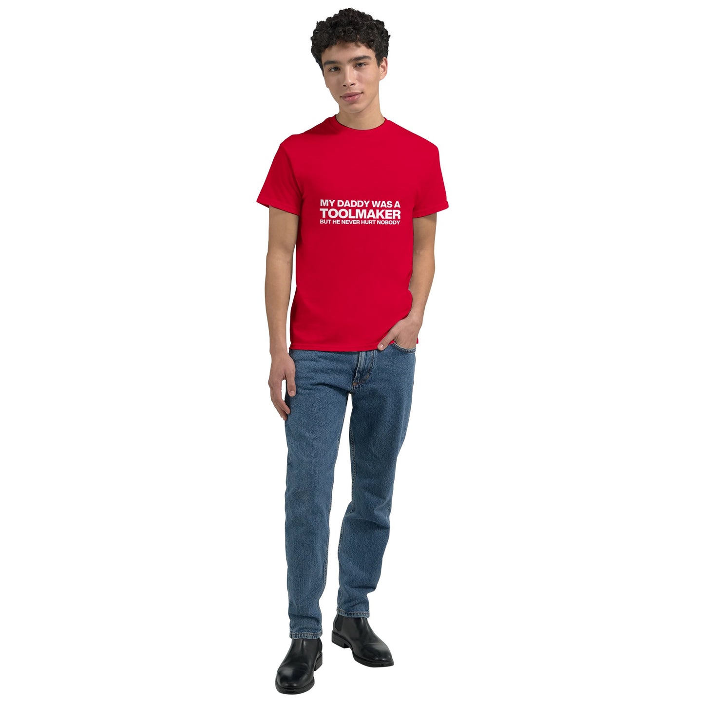 keir Starmer father toolmaker clash t shirt from slogun male model 