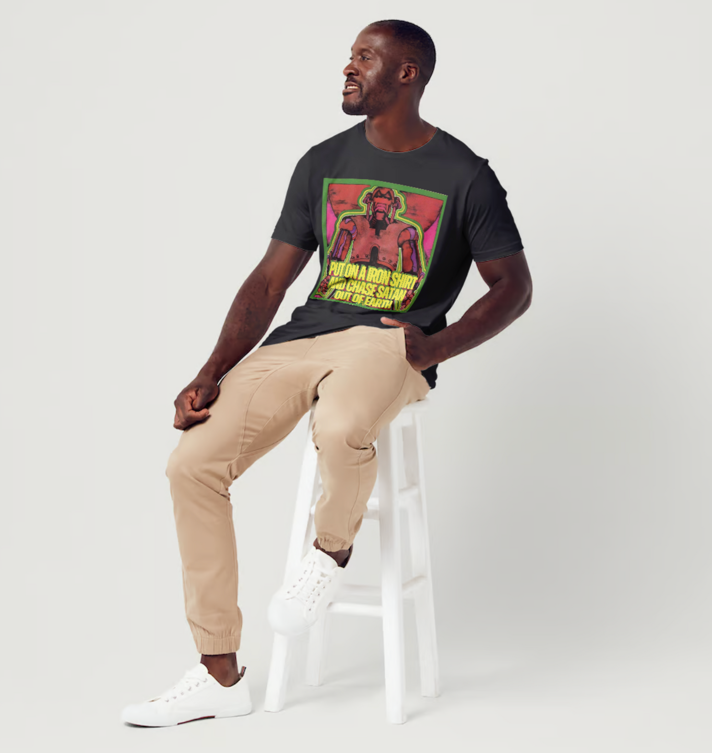 reggae t shirt max romeo chase the devil from slogun male modelx
