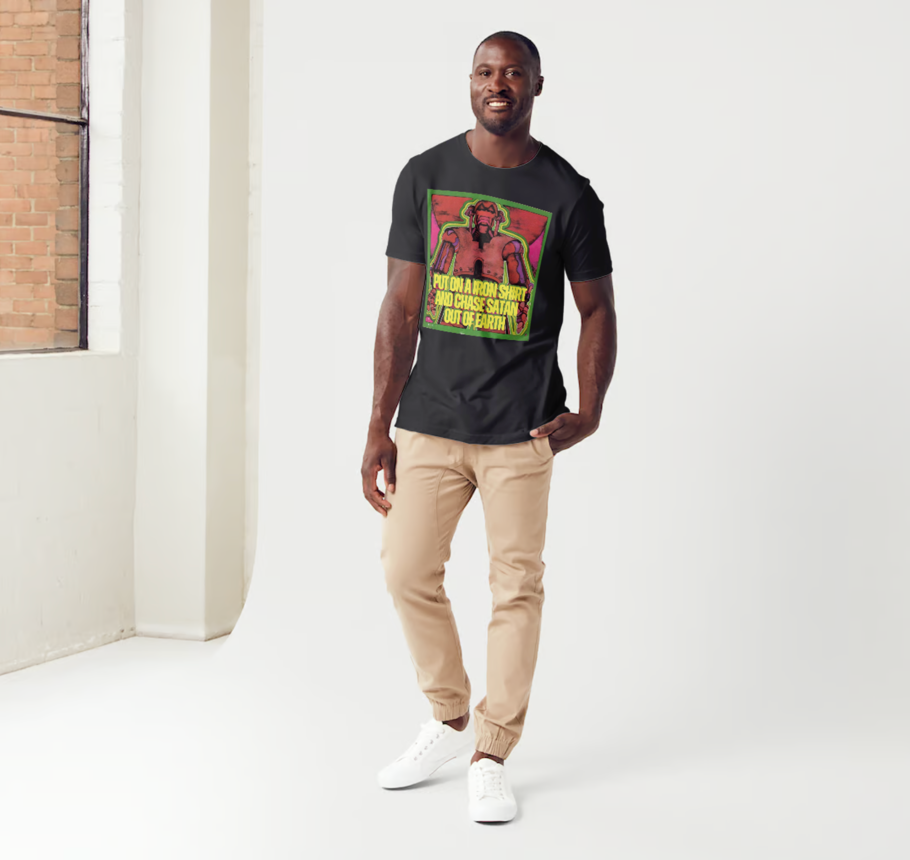 reggae t shirt max romeo chase the devil from slogun male model
