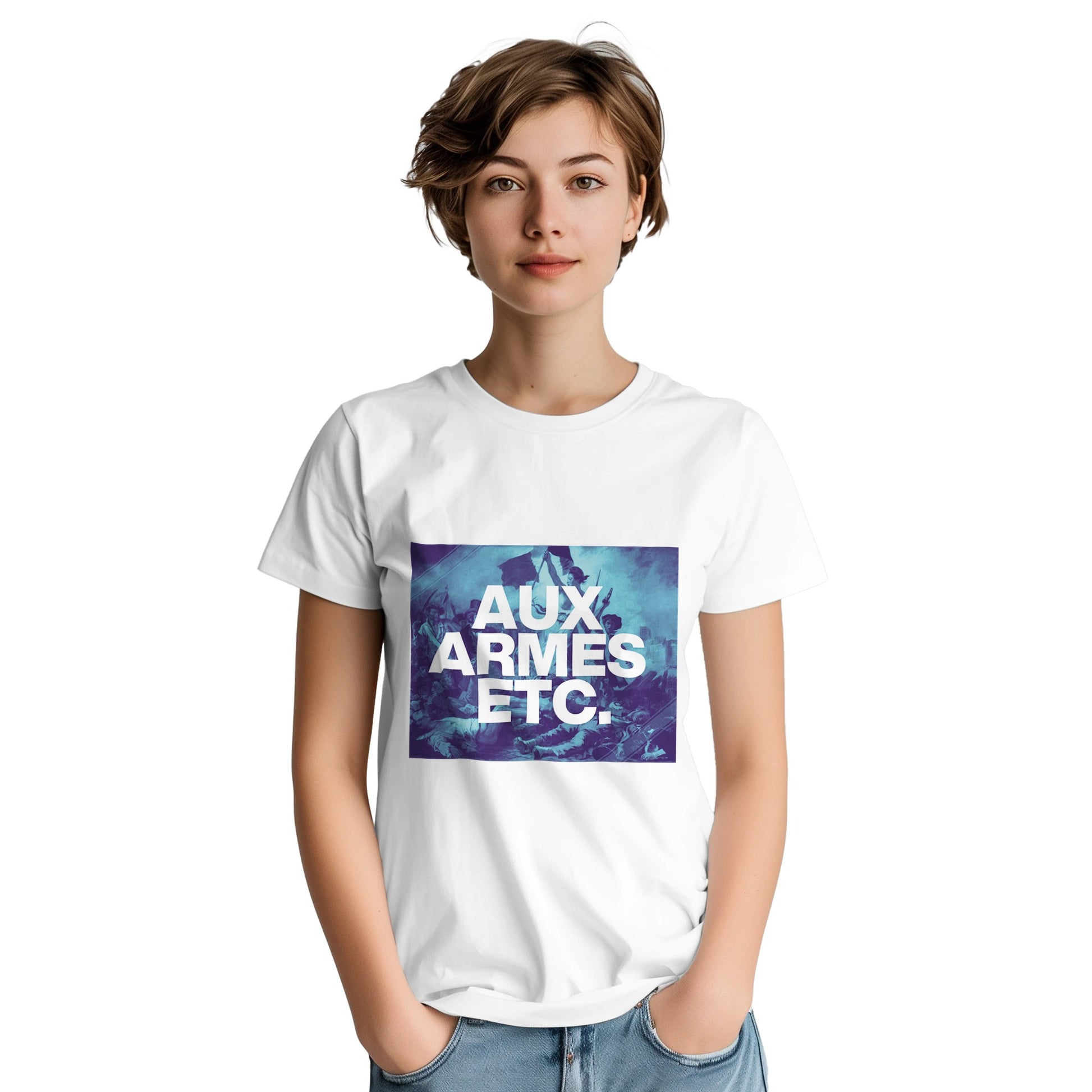 serge gainsbourg aux armes etc t-shirt from slogun aux armes female model