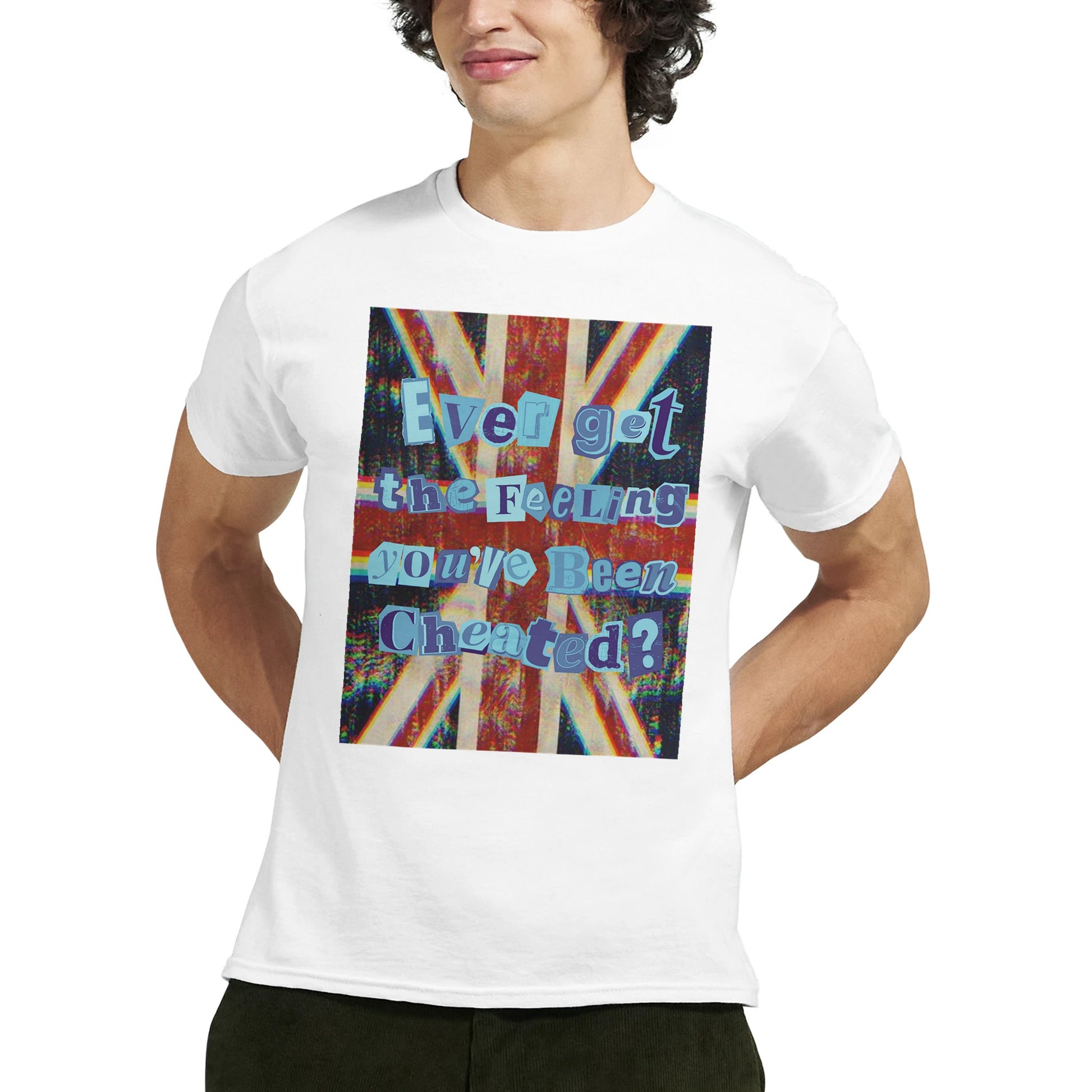 sex pistols t shirt cheated from slogun male model