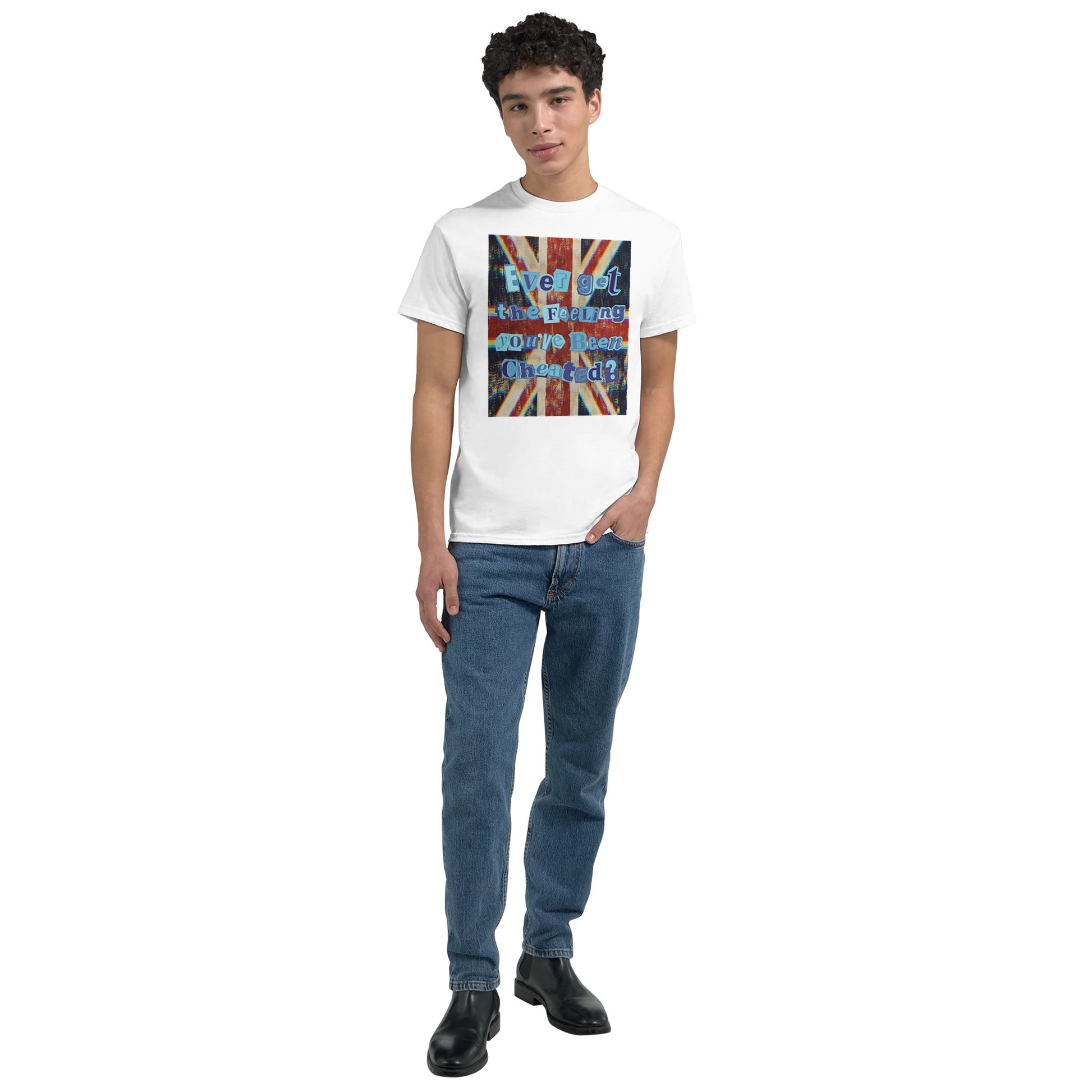 sex pistols t shirt cheated from slogun male model2