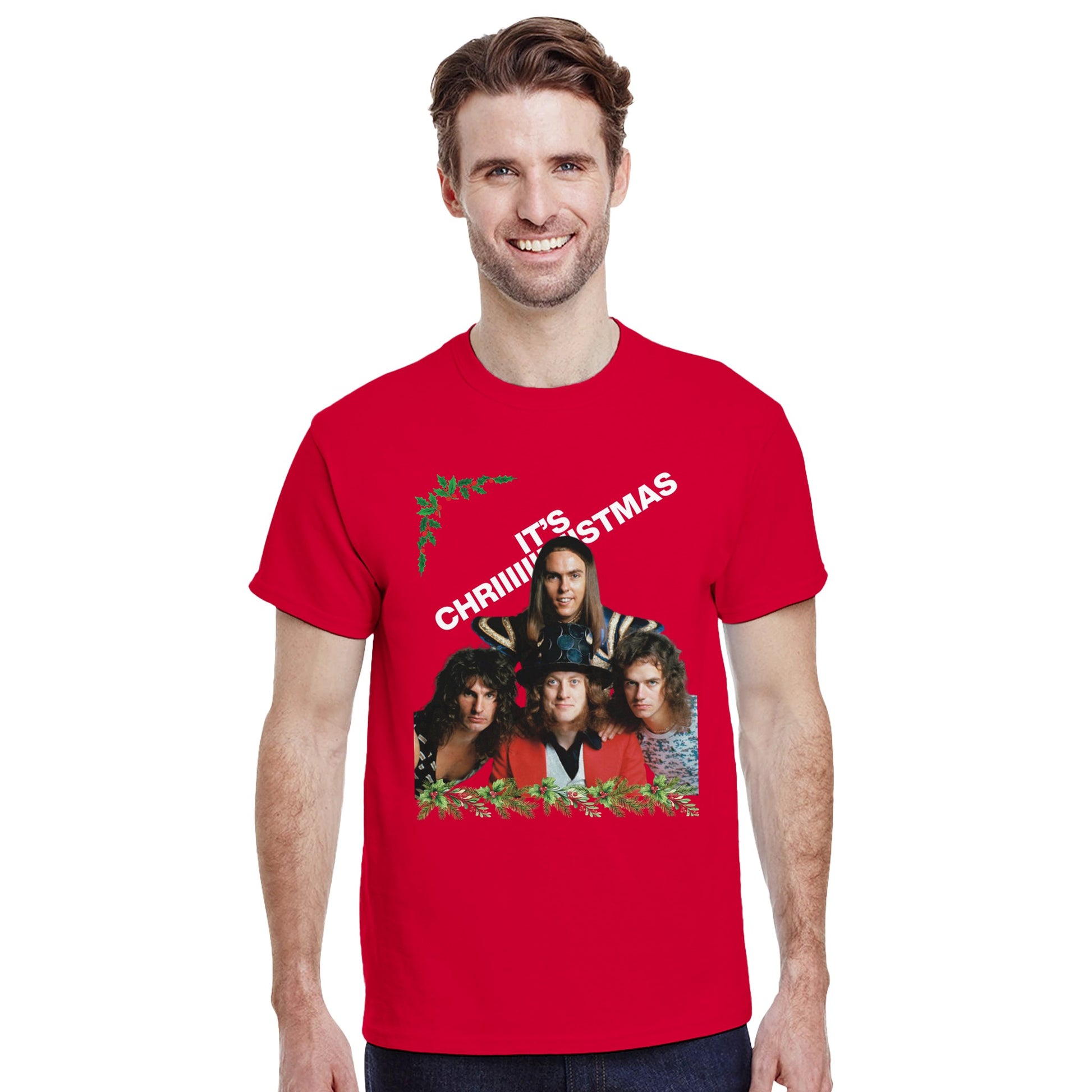 slade t shirt for xmas from slogun male model