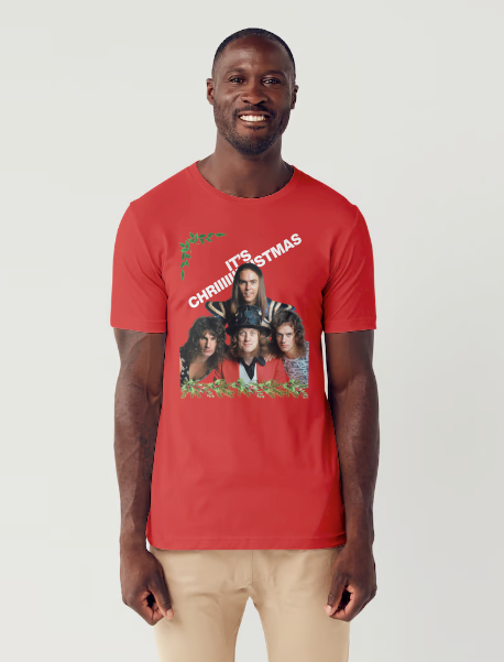 slade t shirt for xmas from slogun male model