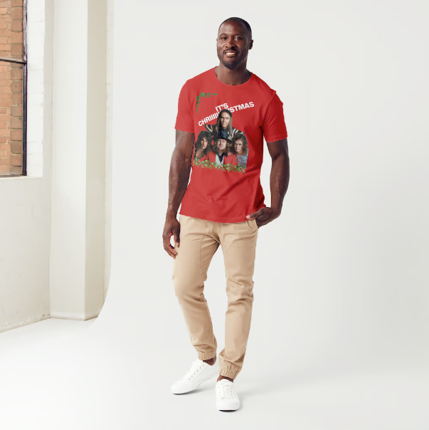 slade t shirt for xmas from slogun male model