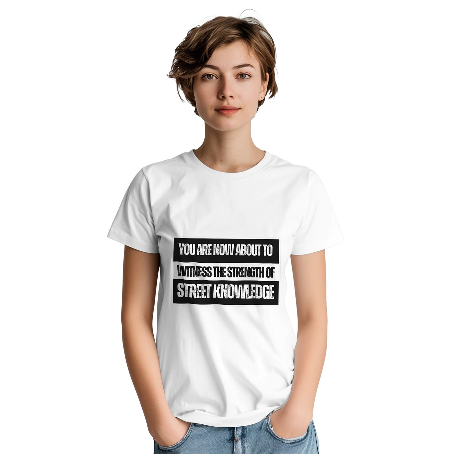 NWA straight outta compton t shirt from slogun female model