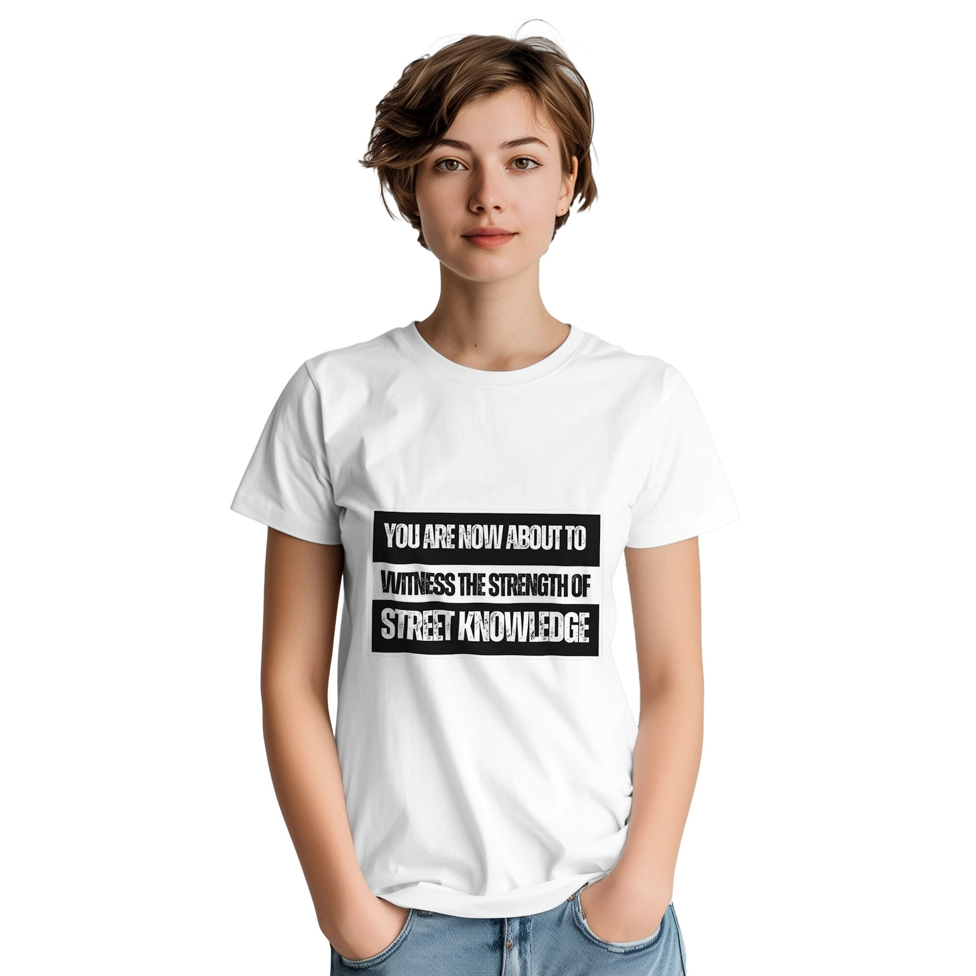 NWA straight outta compton t shirt from slogun female model